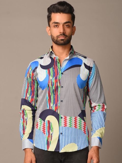 

Tistabene Men Blue Opaque Printed Casual Shirt