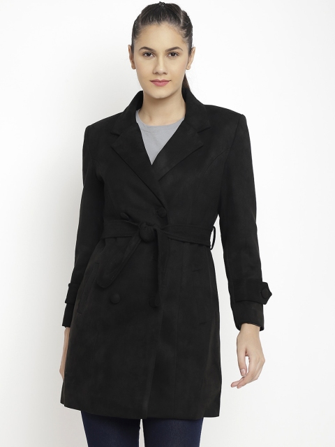 

LEBORK Women Black Longline Solid Winter Coat