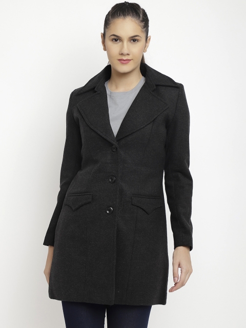 

LEBORK Women Grey Solid Trench Coat