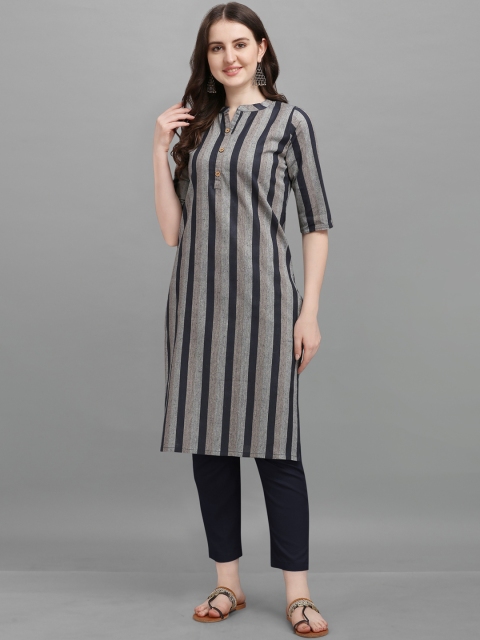 

Viva N Diva Women Black Striped Liva Jacquard Kurta
