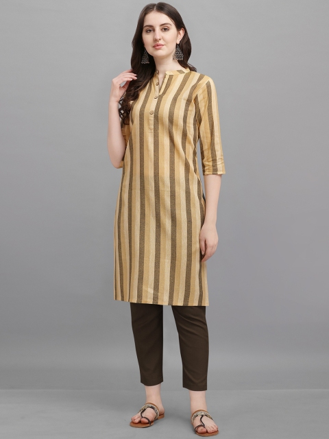 

Viva N Diva Women Mustard Yellow Striped Liva Jacquard Kurta