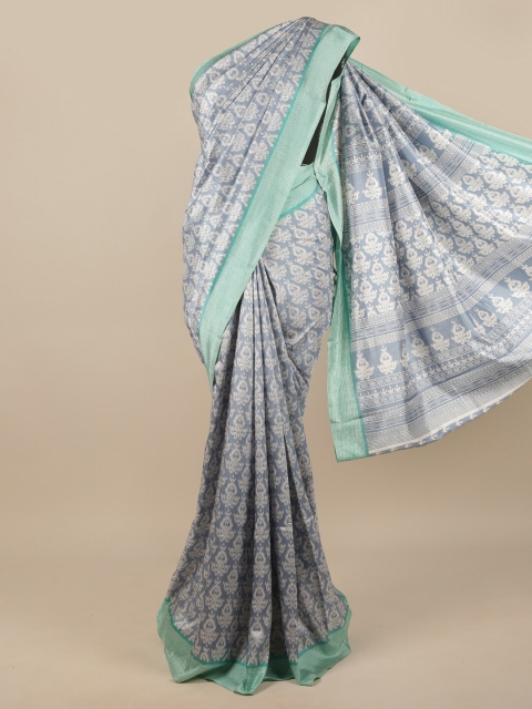 

Pothys Blue Ethnic Motifs Printed Cotton Blend Saree