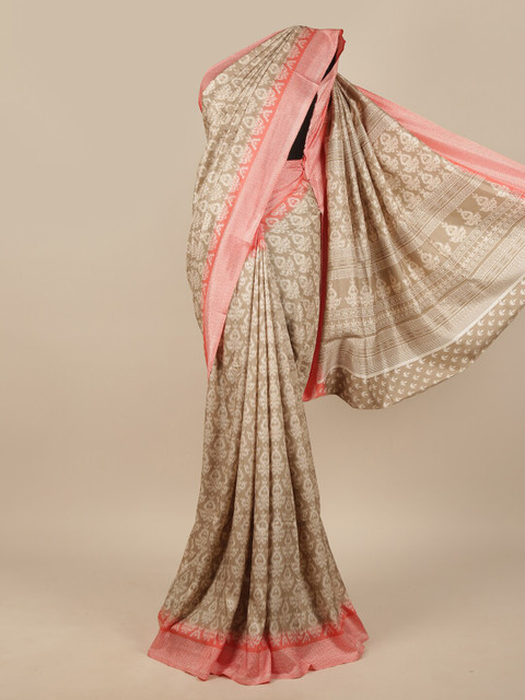 

Pothys Tan & White Ethnic Motifs Saree