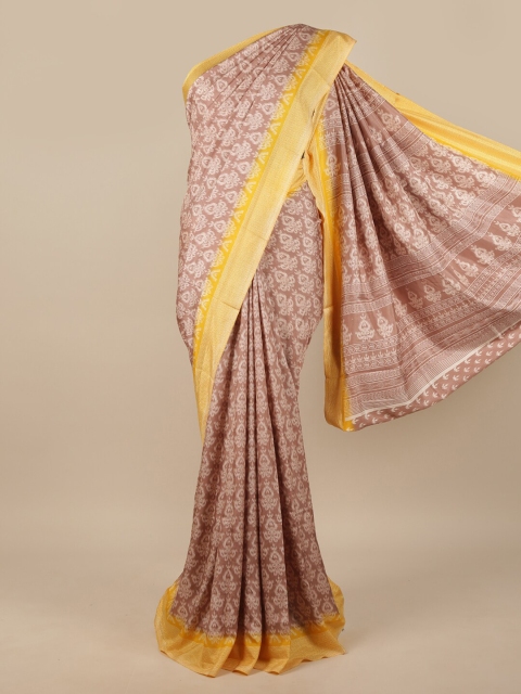 

Pothys Brown & Yellow Ethnic Motifs Printed Saree