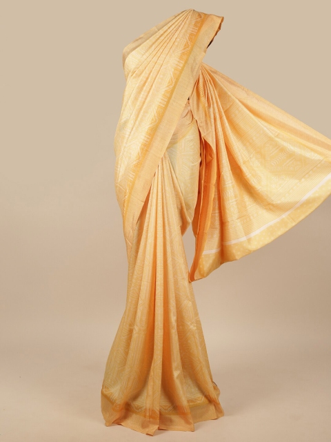 

Pothys Yellow & White Ethnic Motifs Poly Chiffon Saree