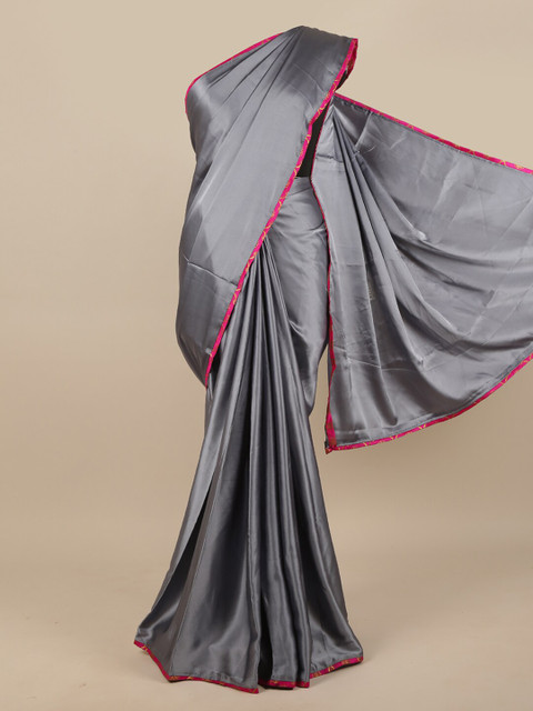

Pothys Grey & Pink Satin Silk Saree