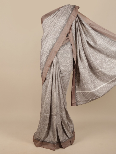 

Pothys Grey & Beige Geometric Printed Saree