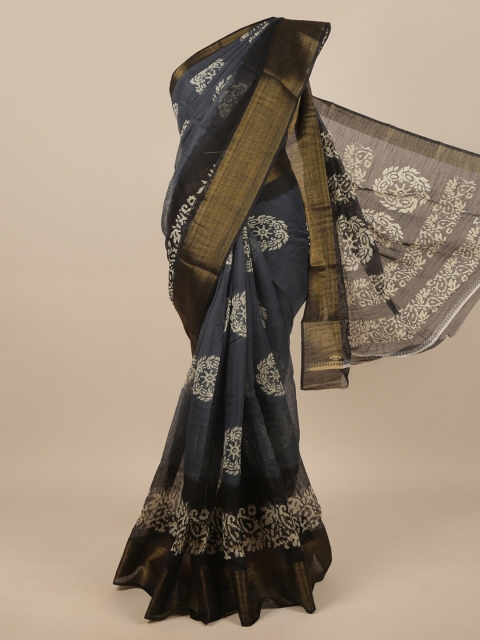 

Pothys Grey & Beige Floral Printed Saree