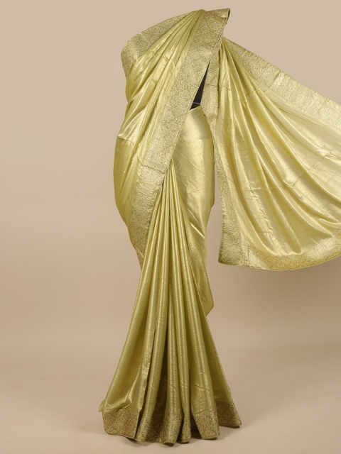

Pothys Green Poly Chiffon Embellished Saree