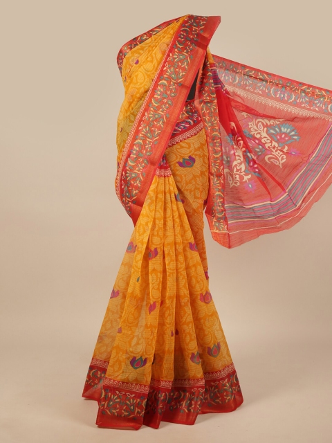 

Pothys Yellow & Red Floral Saree