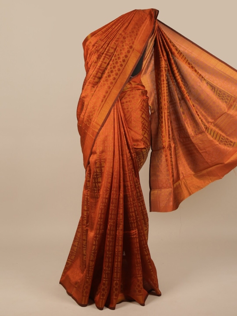 

Pothys Rust & Gold-Toned Floral Jute Silk Zari Saree
