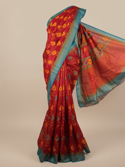 

Pothys Red & Blue Jute Silk Saree