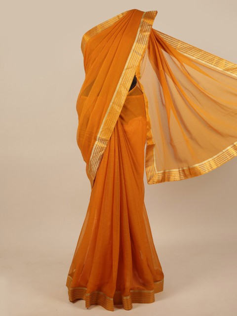 

Pothys Mustard & Gold-Toned Saree