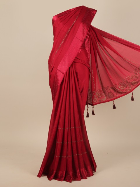 

Pothys Maroon Poly Chiffon Saree