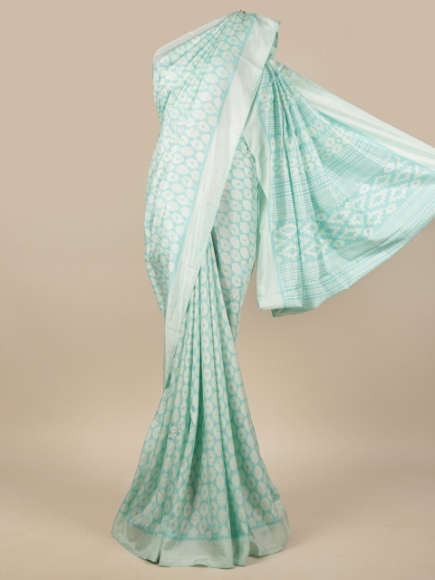 

Pothys Blue & White Geometric Printed Saree