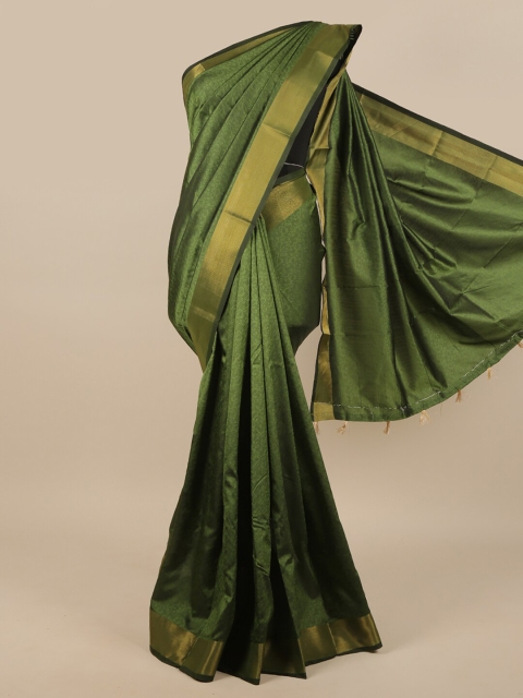 

Pothys Green & Gold-Toned Woven Design Jute Silk Saree