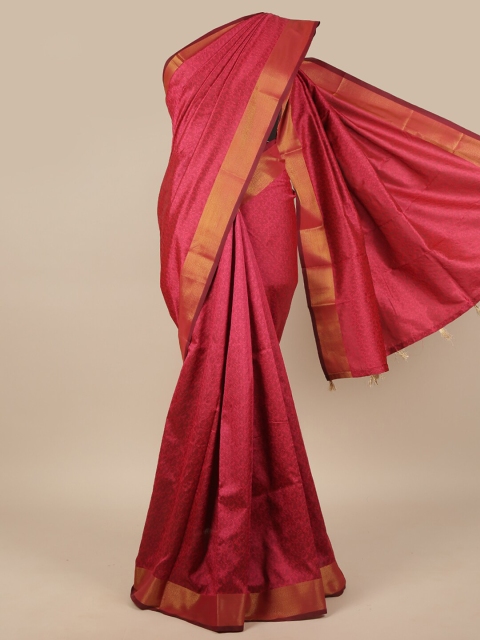 

Pothys Pink & Gold-Toned Woven Design Jute Silk Saree