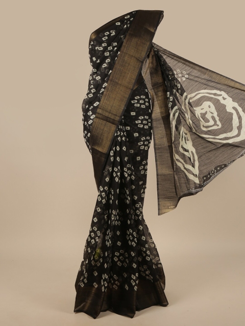 

Pothys Black & Off White Bandhani Saree
