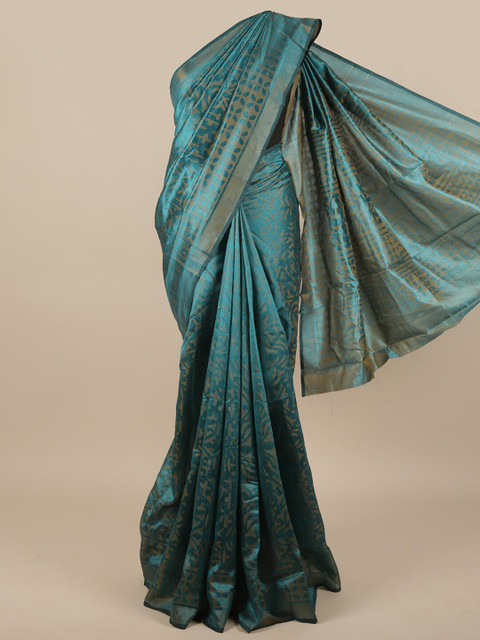 

Pothys Blue & Grey Floral Jute Silk Saree