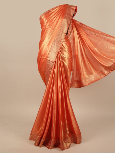 

Pothys Peach-Colour Embellished Poly Chiffon Saree