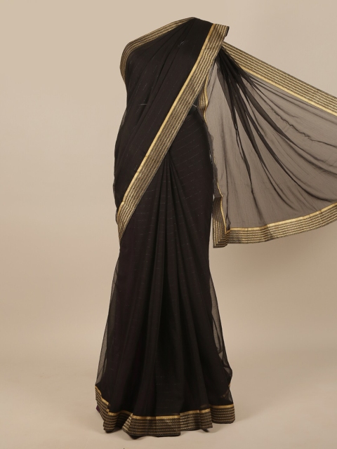 

Pothys Black & Gold-Toned Woven Design Saree