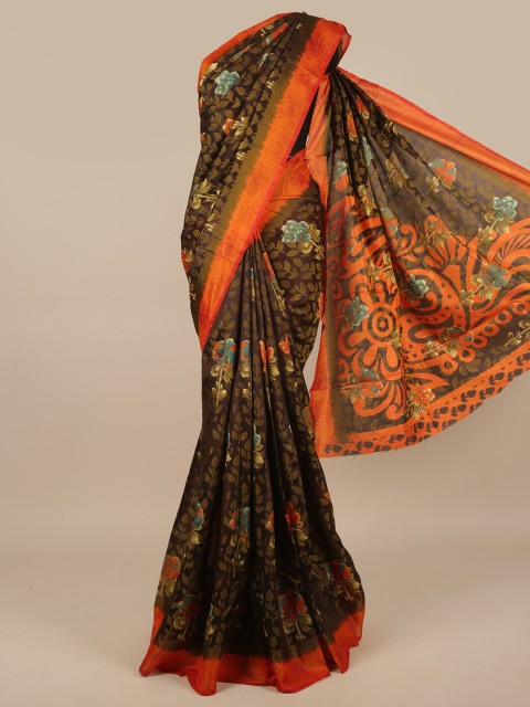 

Pothys Brown & Orange Floral Jute Silk Saree