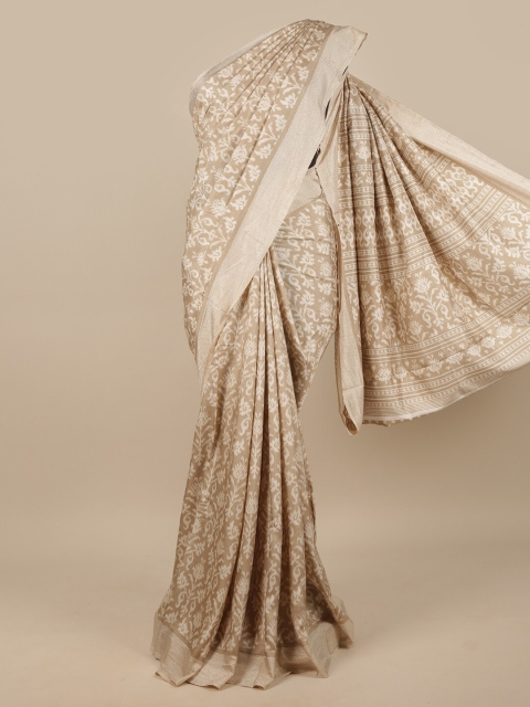 

Pothys Tan Floral Printed Cotton Blend Saree