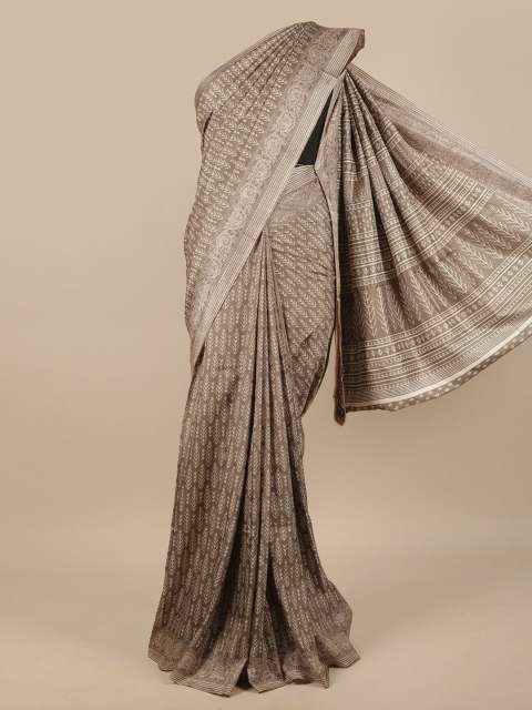 

Pothys Taupe & White Printed Saree