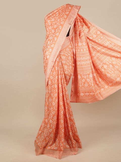 

Pothys Peach-Coloured & Off White Floral Printed Saree