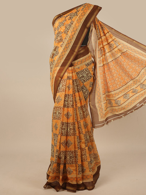 

Pothys Orange & Brown printed Saree
