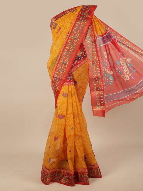 

Pothys Yellow & Red Floral Printed Saree