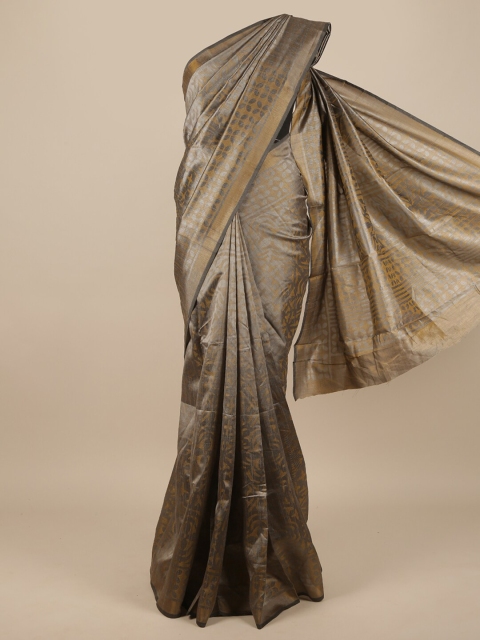 

Pothys Women Grey Solid Jute Silk Saree