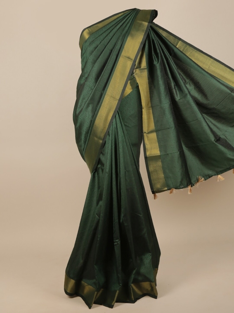 

Pothys Green & Gold-Toned Floral Jute Silk Saree