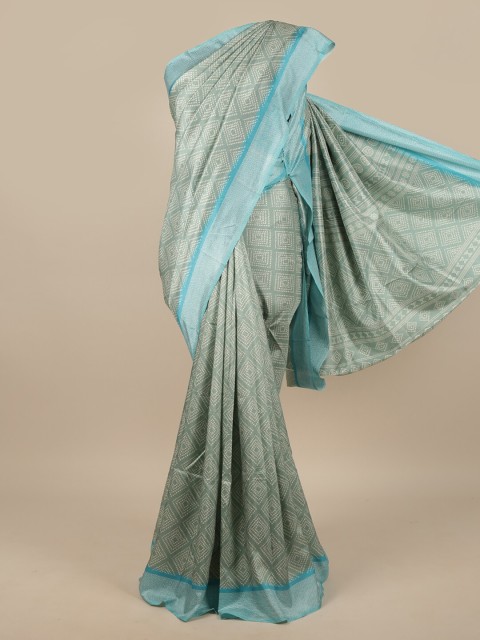 

Pothys Green & Blue Geometric Printed Saree