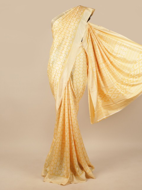 

Pothys Yellow Geometric Printed Cotton Blend Saree