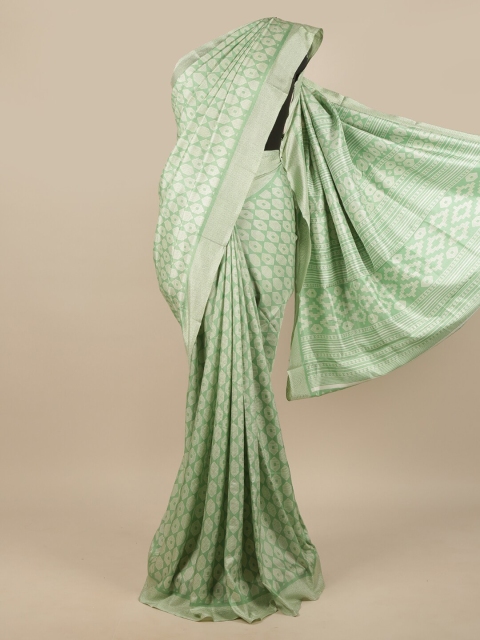 

Pothys Sea Green & White Printed Saree
