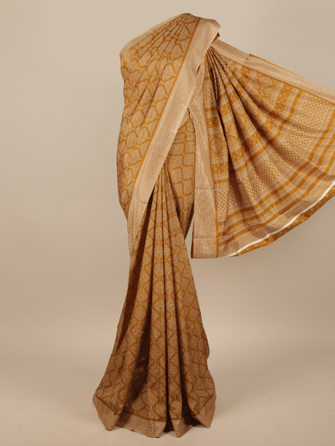 

Pothys Gold-Toned & Beige Printed Saree