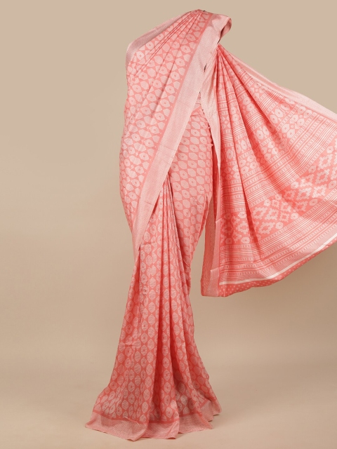 

Pothys Peach-Coloured & White Printed Saree