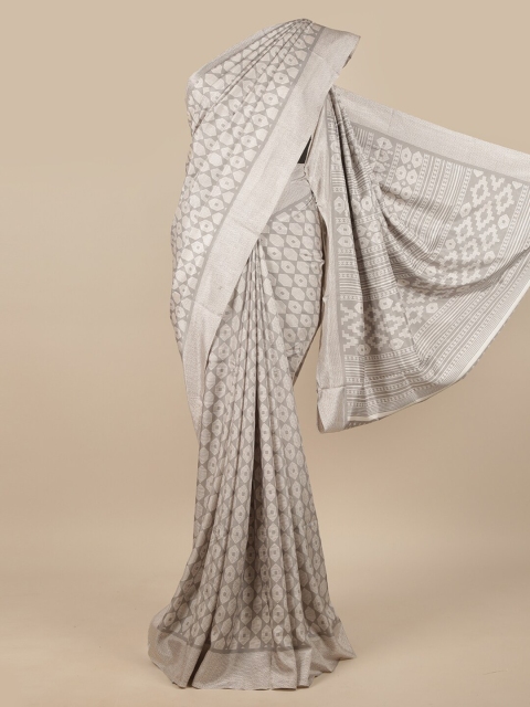 

Pothys Grey & White Ethnic Motifs Saree