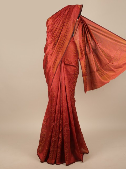 

Pothys Rust Floral Jute Silk Saree