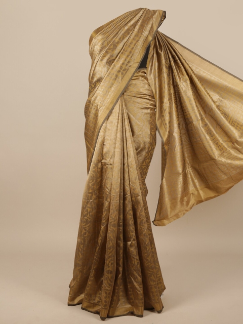 

Pothys Tan & Brown Floral Jute Silk Saree