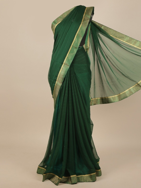 

Pothys Green & Gold-Toned Woven Design Saree