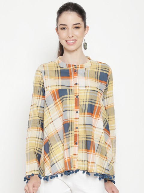 

Luni Women Yellow & Blue Checked Casual Shirts