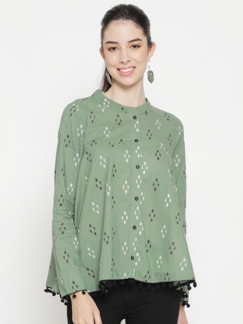 

Luni Women Green & White Printed Tunic