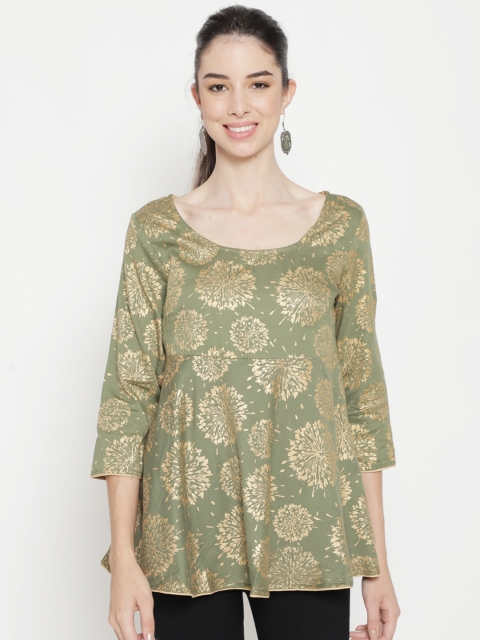

Luni Women Green Printed Tunic
