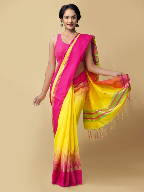 

Unnati Silks Women Yellow Pure Bengal Linen Saree