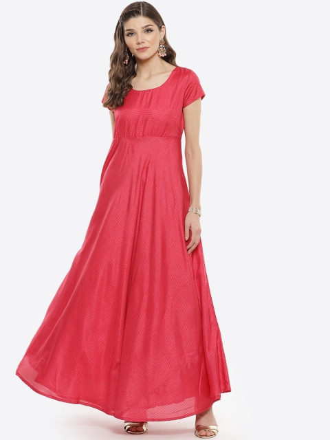 

Luni Magenta Checked Maxi Dress
