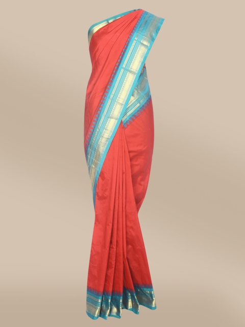 

The Chennai Silks Red & Blue Zari Pure Silk Saree