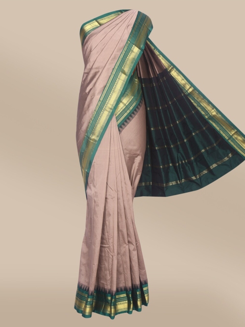 

The Chennai Silks Grey & Green Pure Silk Fusion Saree