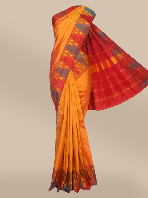 

The Chennai Silks Orange & Red Zari Pure Silk Saree